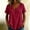 Wine, variant on IUYRTFE Women's V-Neck Short Sleeve Cotton Linen Blouse Relaxed Fit Casual Summer Top with Button Detail