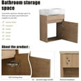thumbnail image 4 of 16" Bathroom Vanity with Ceramic Sink, 16 Inch Floating Vanity for Small Space, Single Sink Bathroom Vanity Combo, Modern Brown Wall Mounted Cabinet Set, 4 of 14