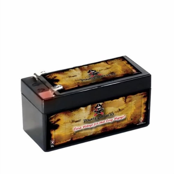 Pirate Battery Batterie Sans Entretien 12V 1.2AH pour Systèmes d'Alarme, Scooters, Jouets, Lumières d'Urgence, et Plus - Pelle (F2) Terminal