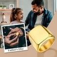 thumbnail image 3 of Bestyle Gold Plated Signet Ring for Men Chunky Stackable Band Ring Stainless Steel Biker Statement Ring Father Day Christmas Gift, Size 7, 3 of 8