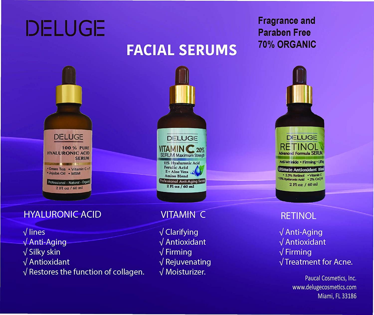 Deluge Vitamin C Face Serum with Aloe, Hyaluronic Acid, Vitamin E, & Ferulic Acid – Brightening & Collagen Boosting Formula (2 FL oz)