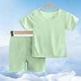 thumbnail image 2 of fatyb Garçons Filles Été Ensembles 2 Pcs T-Shirts à Manches Courtes Col Rond Shorts Ensembles de Shorts Décontractés pour Enfants, 2 of 7