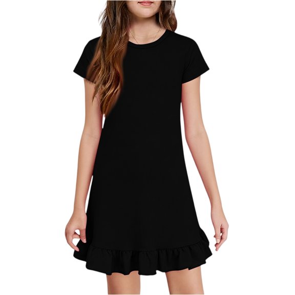 Girls Summer Dresses Size 7-8 Sleeveless Gradient Sundress Cute Round Neck Short Sleeve Dresses Holiday Cover Up Dress