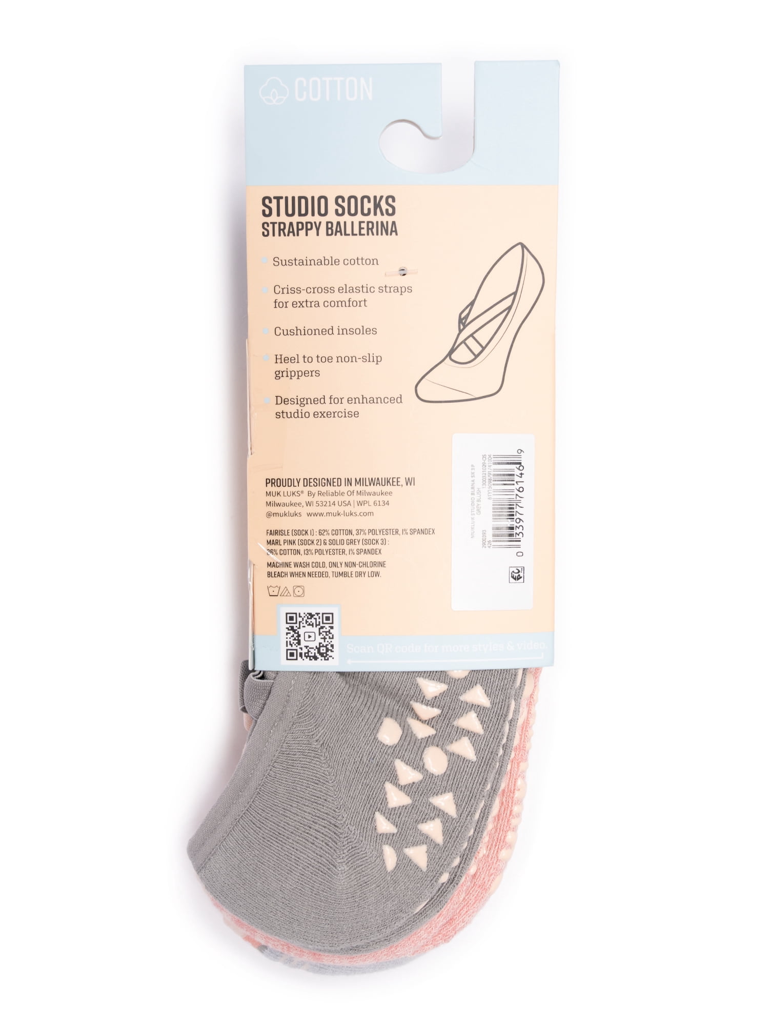 MUK LUKS Women's Pilates Ballerina Cotton Low-Cut Socks, 3-Pack, Shoe Sizes 6-10