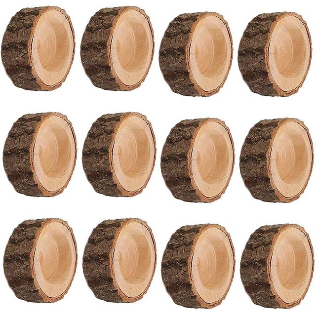 Juego de 12 portavelas de madera CHEPIHG para velas de té VOTIVAS rústicos vintage