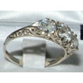 thumbnail image 4 of LBG British Made VINTAGE style Solid 10K White Gold Natural Aquamarine Trilogy Ring, 4 of 8