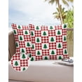 thumbnail image 6 of Pack of 2 Outdoor Pillow Covers, Green Christmas Tree and Red Plaid Waterproof Square Throw Pillowcase Cushion Decorative Pillow Covers for Couch Patio Tent, 18x18 in, 6 of 6