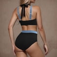 thumbnail image 4 of Women's High Waist Bikini Sets Stretch Quick-Dry Slimming Two Piece Bathing Suit Color Block Modest Swimwear (S, Black), 4 of 4