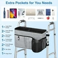 thumbnail image 5 of Walker Bag, Multi Pockets Folding Walker Basket Tote Bag with Cup Holder, Hand-free Carry Pouch Storage Bag for Universal Walkers, Large Capacity Organizer for Seniors Elderly, Gray, 5 of 7