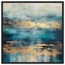 Mermaid Lagoon Canvas Colorful Abstract Wall Art by Art Remedy, Black Frame, 12" x 12"