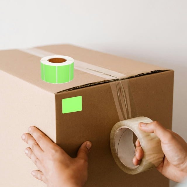 FESTFENDS Thermal Printer Sticker Roll Green Clear Printable Labels for Price Address Use