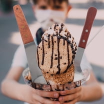 ELAYARD 2Pcs Stainless Steel Ice Cream Shovels with Wooden Handle for Dessert and Fruit