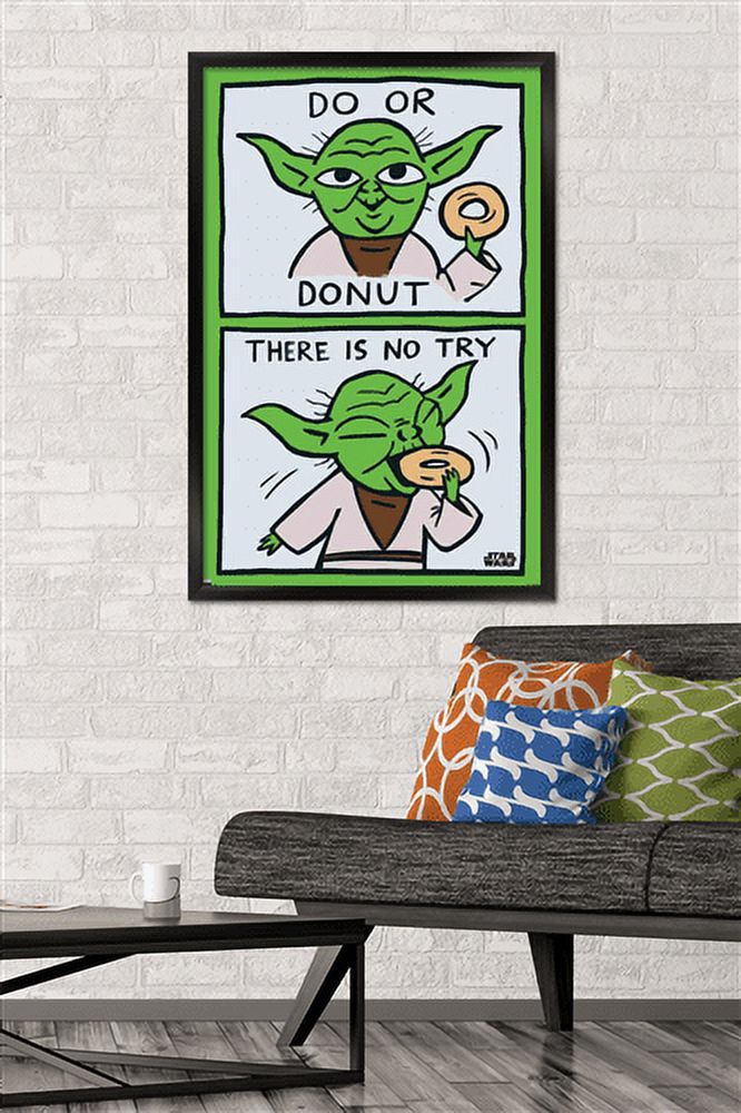 Star Wars: Saga - Yoda Donut Wall Poster, 22.375" x 34", Framed