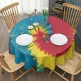 thumbnail image 3 of Colorful Tie Dye Pattern Round Tablecloth 60"x60",Wrinkle Wipeable Table Cloth for Kitchen Dining Room Picnic Patio Party, 3 of 6
