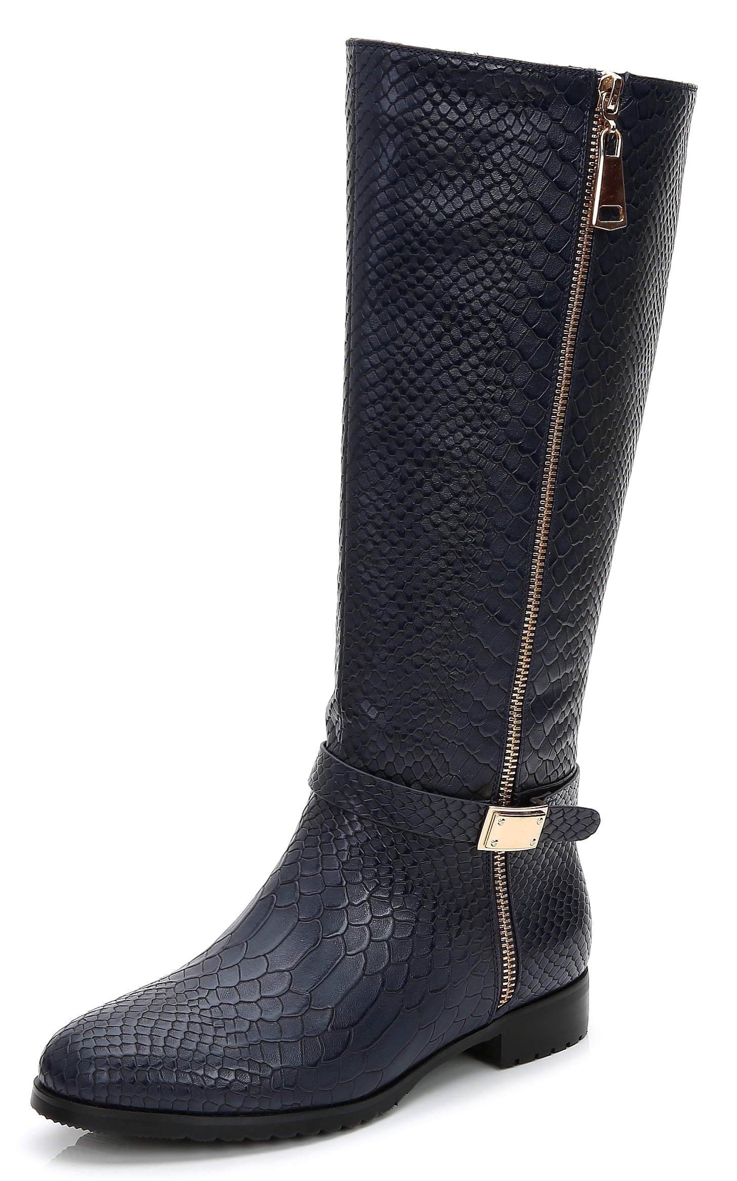 Calvin Klein Cylan Women Round Toe Leather Gray Knee High Boot