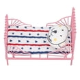 thumbnail image 1 of Lit en Métal Maison de Poupée 1:12 Mobilier Miniature Décor Ours pour Chambre Rose, 1 of 7