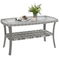 thumbnail image 1 of Outsunny Table Basse d'Extérieur avec Rangement, Table de Patio en Osier, Gris Foncé, 1 of 10