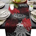 thumbnail image 1 of Burlap Table Runner 14x72 Inch for Party Wedding Banquets Decorations Dining Farmhouse Outdoor Picnics Table,Abstract Red and Black Floral Patterns, 1 of 7