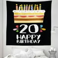 thumbnail image 1 of Vintage Tapestry, Vintage Cartoon Style Delicious Looking Party Cake with Candles on Black, Fabric Wall Hanging Decor for Bedroom Living Room Dorm, 5 Sizes, Multicolor, by Ambesonne, 1 of 1