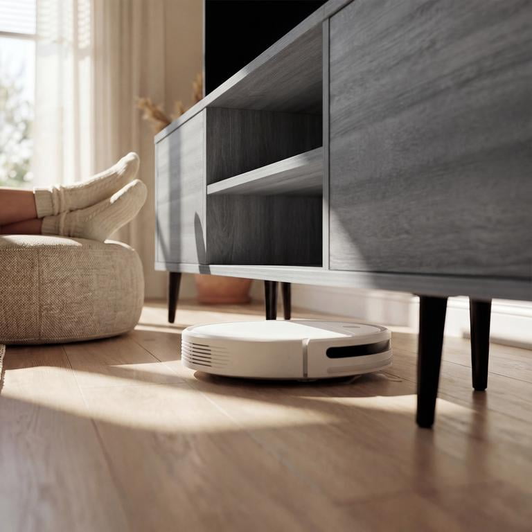Vineego TV Stand for 70 Inch TV with 2 Push-to-Open Doors, Mid-Century Modern Media Console with Open Shelves, Entertainment Center for Living Room Bedroom, Gray