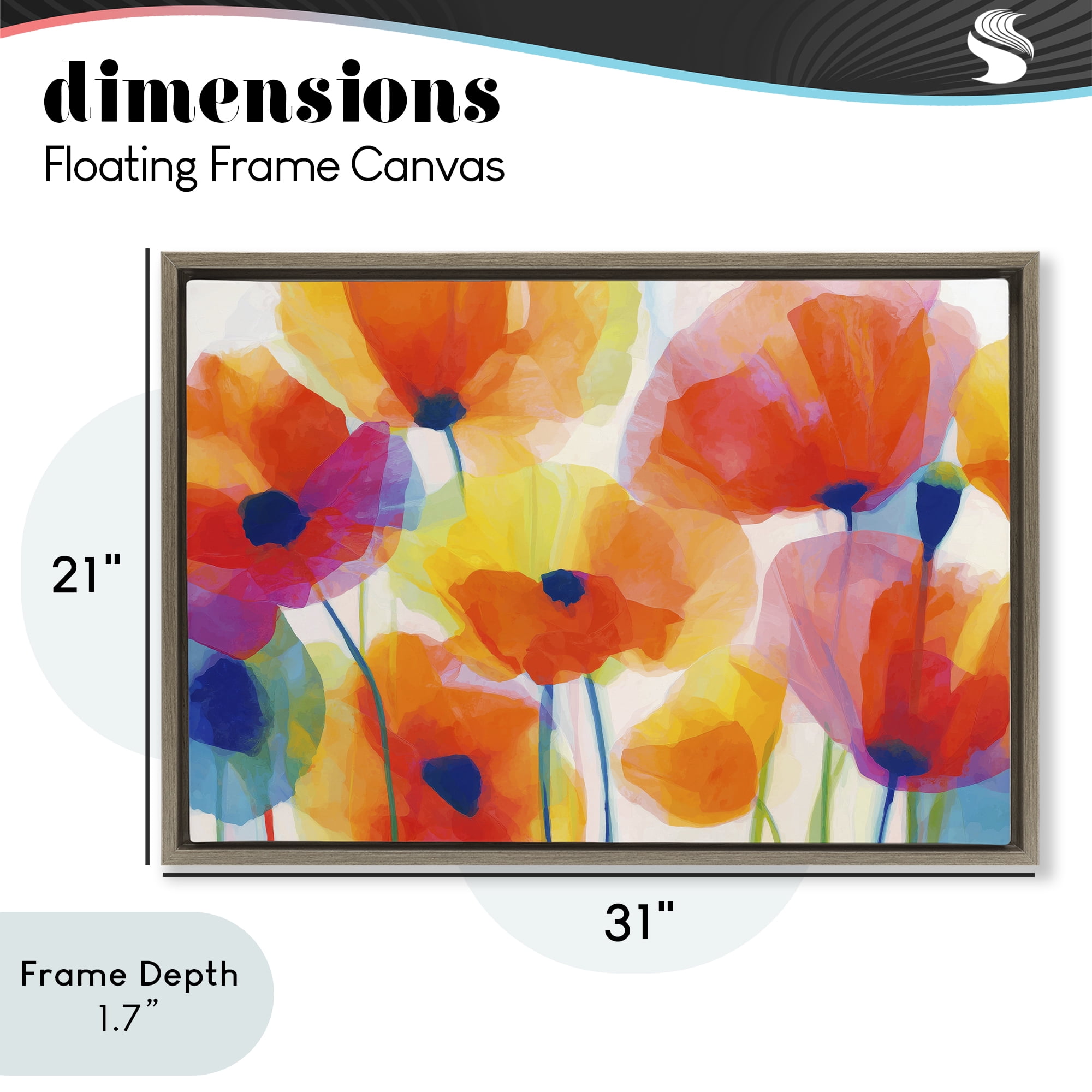 Stupell Industries Poppies At Golden Hour Brown Framed Floater Canvas Wall Art, design by Chromatic Storm Studio