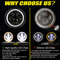 thumbnail image 5 of For 2008-2016 Jeep Patriot Pair 7" inch Round LED Headlights DRL Projector Light, 5 of 15