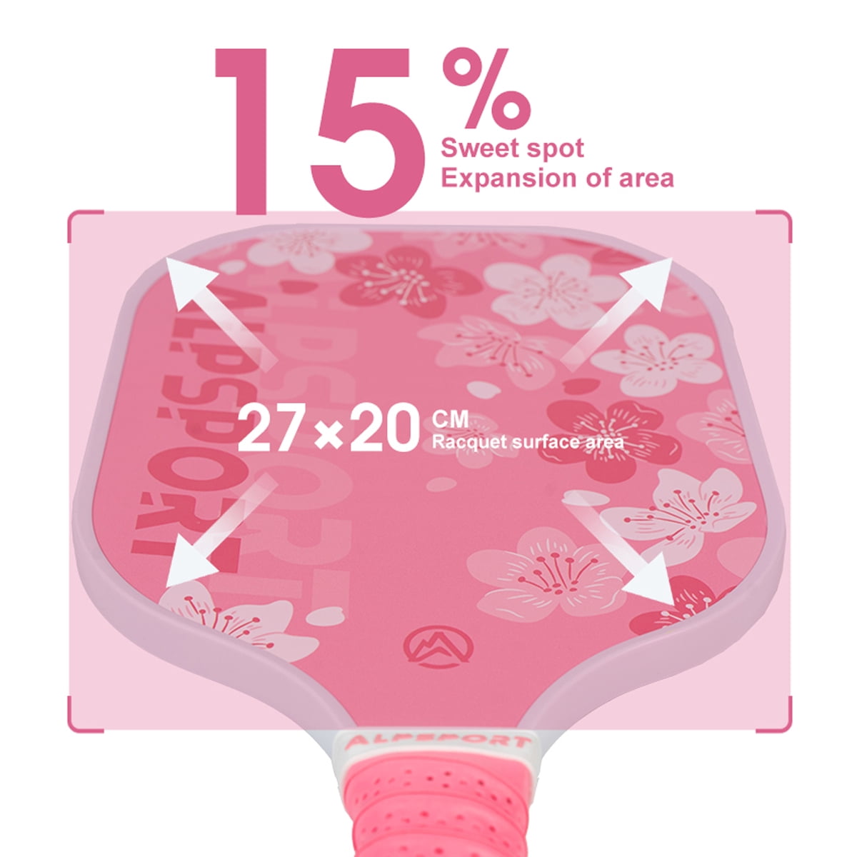 Sakura Pink Pickleball Paddle, Carbon Fiber, Matte Finish, UV Printing and Honeycomb Polymer Core, Non-Slip Grip, Excellent Spin and Control, Suitable for Men and Women, Pickleball Intermediate