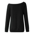 thumbnail image 4 of DuoJiaJ Womens Off The Shoulder Tops Summer Casual Long Sleeve T Shirts Blouse Women’s Workout Tops Black, 4 of 5