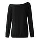 thumbnail image 5 of Blusa de manga larga con hombros descubiertos para mujer - Camiseta informal de verano de color liso, 5 of 6