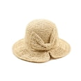 thumbnail image 1 of Qarigey Lady Summer Sombrero de paja Bowknot Floppy Wide Brim Sun Hats Playa Deporte Ahuecado Plegable De moda para damas adultas Sombreros Beige M (56-58 cm), 1 of 6