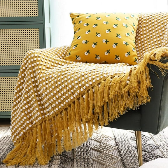 Wehilion Chunky Knit Blanket Throw, Hand Knit Chenille Throw Blanket for Sofa & Home Decor, Knitted Throw Blankets with Tassels Perfect House Warming Gift, Cozy Soft Lightweight for All Season