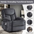 thumbnail image 3 of JMYMRY Power Lift Recliner Chair for Elderly with Vibration Massage and Heating, Extra Wide Adjustable Rocker with Cup Holders, Side Pockets and USB Charge Port, Gray, 3 of 8