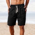 thumbnail image 7 of Puztloy Mens Casual Shorts Elastic Waist Ripped Drawstring Shorts Summer Beach Shorts with Pockets, Black, 7 of 7