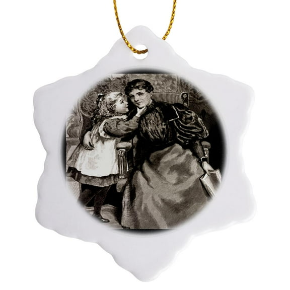 3drose, Mother and Daughter, 3 inch Snowflake Porcelain Ornament