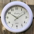 thumbnail image 2 of The White LONDON 1887 English Wall Clock, Glass, Quartz Movement, 9 Inches Diameter, Analog Timepiece, Battery Powered, 1 AA, By Whole House Worlds, 2 of 3