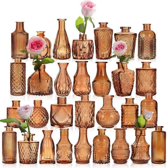 Set de 30 jarrones Starside de cristal ámbar para centros de mesa