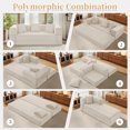 thumbnail image 2 of VFD Convertible Floor Sofa Bed with Storage Pocket, 3 Seats with 3 Pillows Corduroy Folding Mattress Sofa with Zipper Closure, Floor Lounge Couch for Living Room, Bedroom, Studio -Beige, 2 of 16