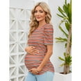 thumbnail image 2 of Maternity Shirts Women's Casual Tops Pregnancy Short Sleeve Striped Ruched Side Tunic Top, 2 of 5