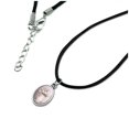 thumbnail image 2 of Manx Tabby Kitten Cat Sleeping Flower Vase Antiqued Oval Charm Pendant with Black Satin Cord, 2 of 4
