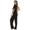 thumbnail image 2 of #FollowMe Pajama Pants Set with Satin Trim  Stylish, Cozy Sleepwear (Black With Satin Trim, Small), 2 of 3