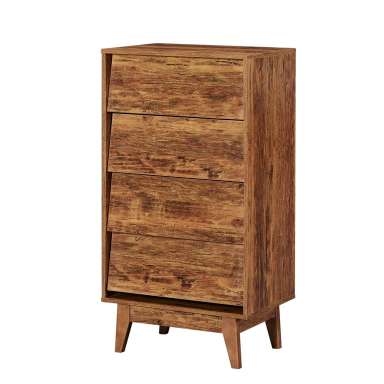DEALTOPS Vintage Dresser with 4 Drawers in Bevel Design