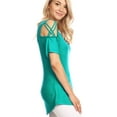 thumbnail image 6 of Made by Johnny Women's Loose Short Sleeve Strappy Cold Shoulder Top XXL JADE, 6 of 6