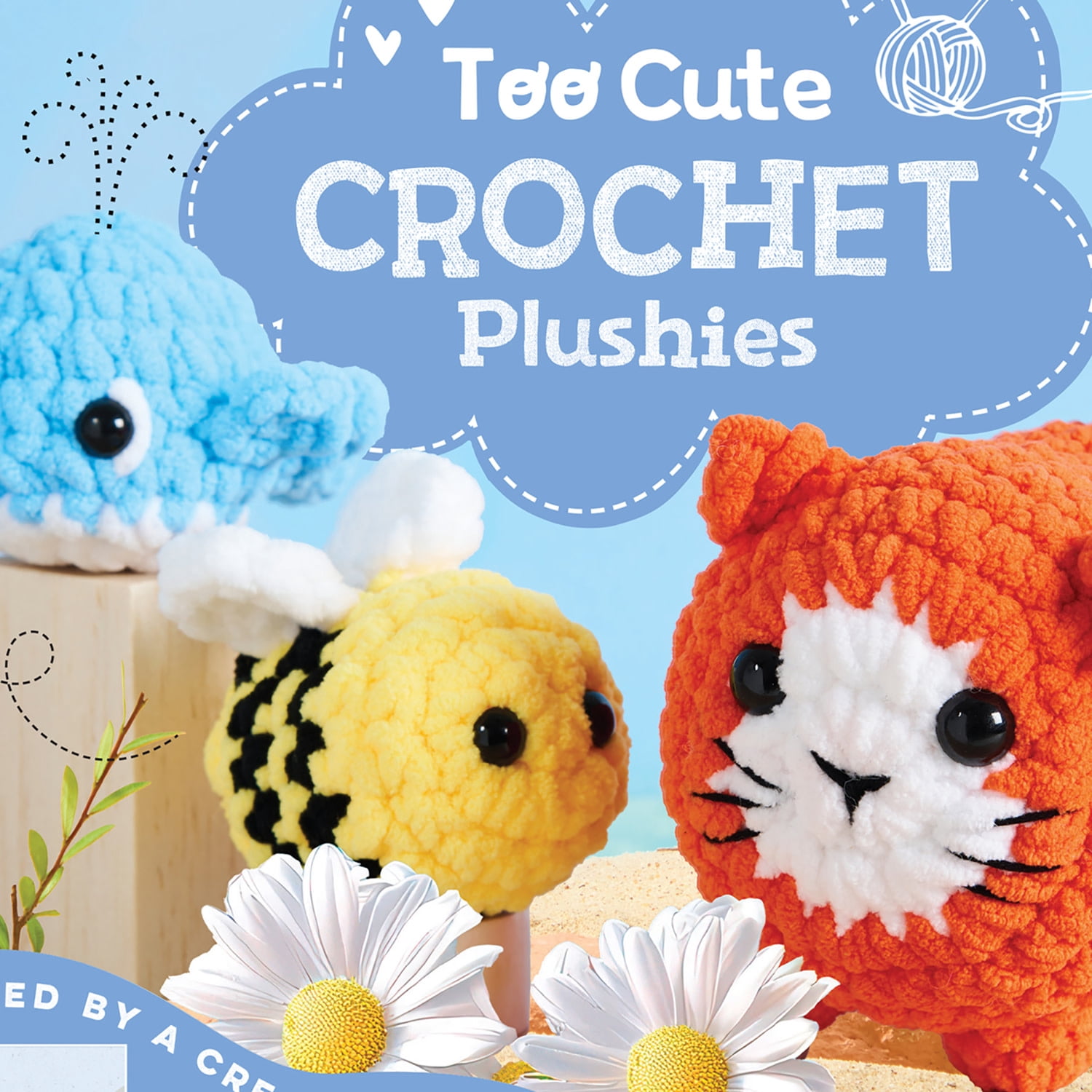 Craft Maker: Too Cute - Crochet Plushies - DIY 3 Plush Animals, Adult Craft Kit, Chenille Yarn, Hook, Stuffing, Safety Eyes, Guide Book, Art Activity