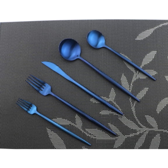 Iridescent Blue Flatware 20 Pieces Tableware Set Cutlery Set Dinnerware Anti-rust Utensil Set,Salad Spoons Knives and Dessert Forks, Silverware Service for 4