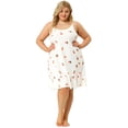 thumbnail image 4 of Vestido de dormir de talgrande pamujer Cami Fruit Ruffle Dobladillo por encide rodilCamisón blanco 3X, 4 of 7