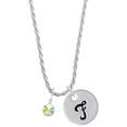 thumbnail image 1 of Delight Jewelry Crystal Clear AB Channel Drop Silvertone Script Initial Disc - F - Charm Necklace, 20"+3", 1 of 4