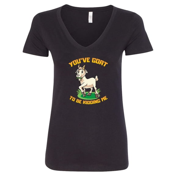 Inktastic Funny Goat Kid Joke Women's V-Neck T-Shirt