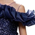 thumbnail image 6 of LEKWK Girls Sparkly Princess Dress Sequin Ruffles Sleeve Tulle Ball Gown Off Shoulder Tiered Pageant Dresses for Birthday Party Stage Performance Costume, 6 of 9