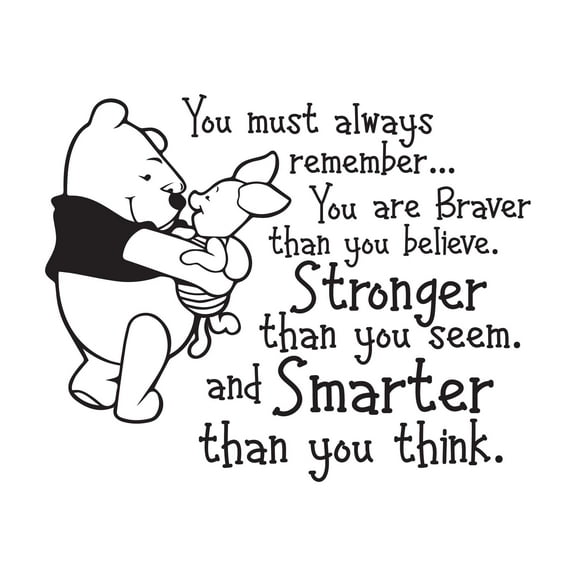Children You Must Always Remember Empowering Quote Wall Decal Decoration You Are Braver Than You Believe Cute Bear Pig Character Lasts Years and Easily Removable - Size: 40 In(W) x 32 In(H)