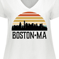 thumbnail image 4 of Inktastic Boston Massachusetts Skyline Sunset Women's Plus Size V-Neck T-Shirt, 4 of 5